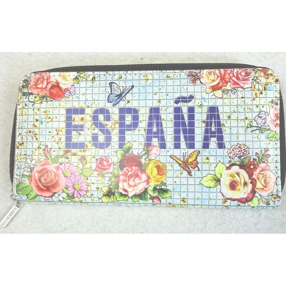 Helen‎ Rudin España Floral Zip Around Wallet Butterfly Travel Souvenir Organizer